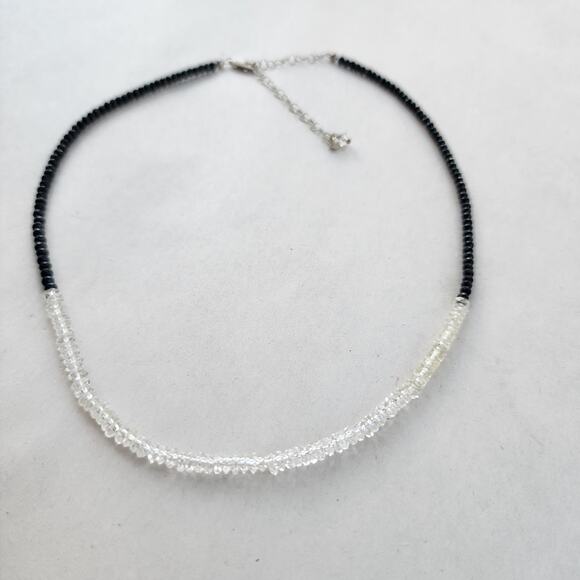Deb Guyot Sterling Silver Herkimer Diamond Quartz Onyx Choker Necklace 18" - Picture 2 of 12